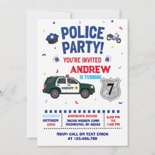 Invitation d'anniversaire de policier moderne pour
