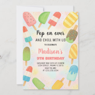 Invitation d'anniversaire de Popsicle moderne