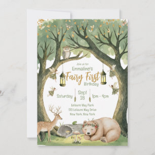 Invitation d'anniversaire de première forêt de fée