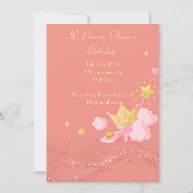 INVITATION D'ANNIVERSAIRE DE PRINCESSE (Devant)