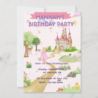 Invitation d'anniversaire de princesse à l'aquarel