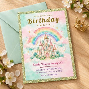 Invitation d'anniversaire de princesse de château 