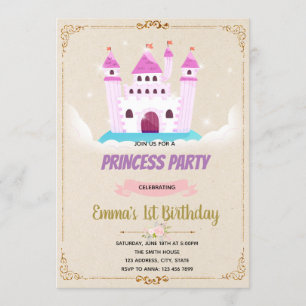Invitation d'anniversaire de princesse de château 