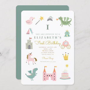 Invitation d'anniversaire de princesse de conte de