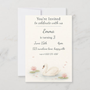 Invitation d'anniversaire de princesse de cygne