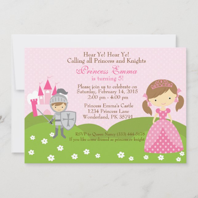 Invitation d'anniversaire de princesse et de cheva (Devant)