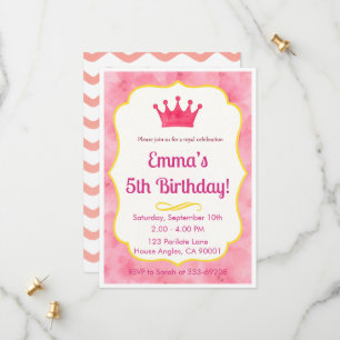 Invitation d'anniversaire de princesse Fête roya