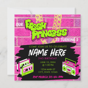Invitation d'anniversaire de princesse hip hop des