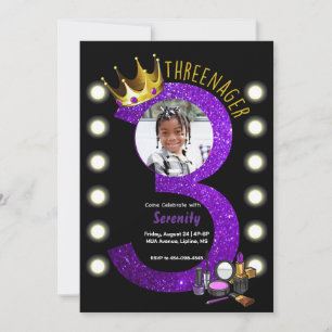 Invitation d'anniversaire de princesse MUA de troi