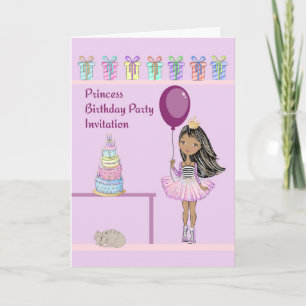 Invitation d'anniversaire de princesse peau foncée