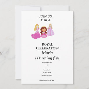 Invitation d'anniversaire de princesse rose et or