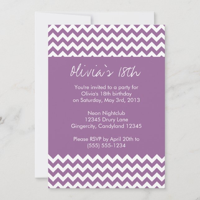 Invitation d'anniversaire de Purple Chevron (Devant)