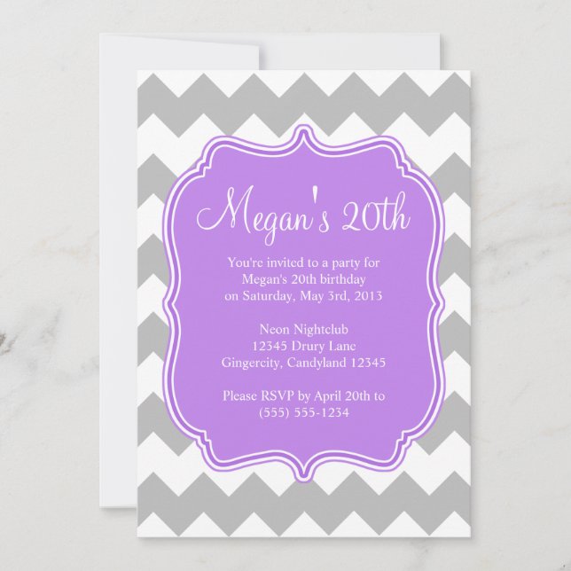 Invitation d'anniversaire de Purple Quatrefoil Che (Devant)