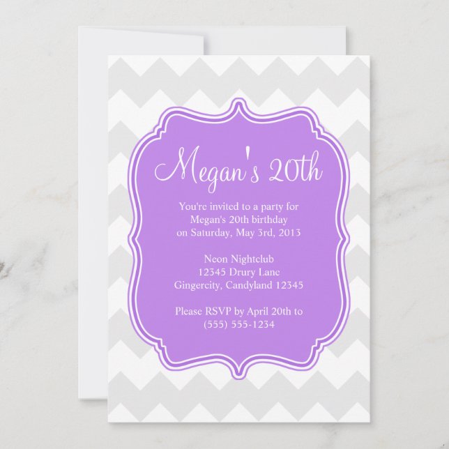 Invitation d'anniversaire de Purple Quatrefoil Che (Devant)
