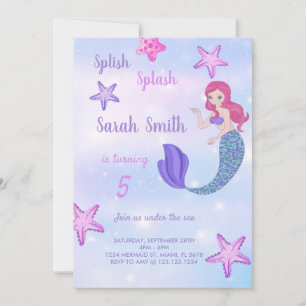 Invitation d'anniversaire de Purple Sirène