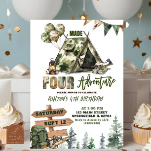 Invitation d'anniversaire de QUATRE aventures de c