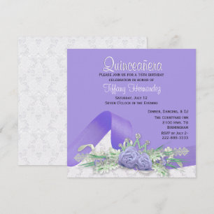 Invitation d'anniversaire de Quinceañera aux roses