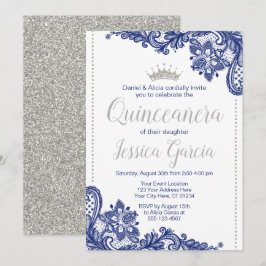 Invitation d'anniversaire de Quinceañera | Bleu et