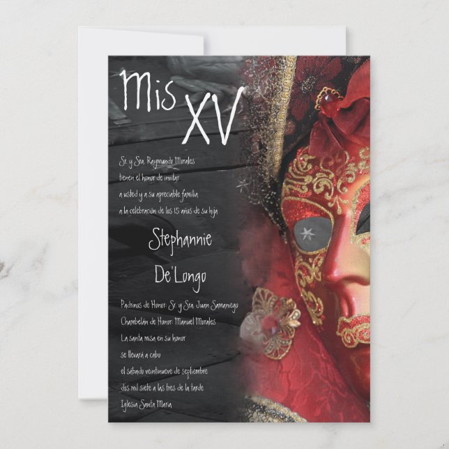 invitation d'anniversaire de Quinceanera de la (Devant)