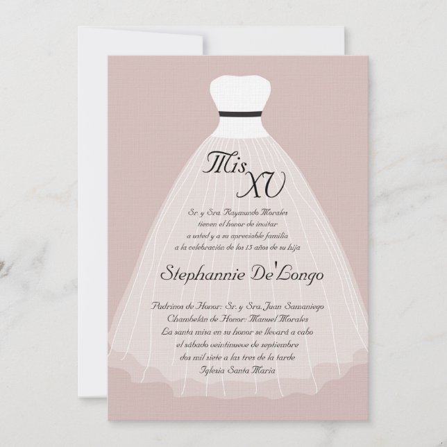 invitation d'anniversaire de Quinceanera de robe (Devant)