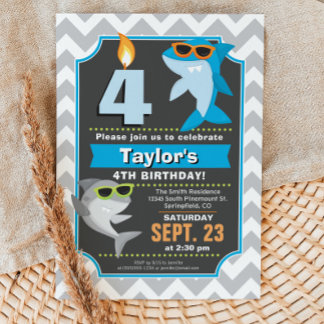 Invitation d'anniversaire de requin
