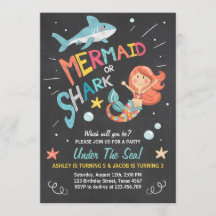 Invitation d'anniversaire de requin ou sirène Anni