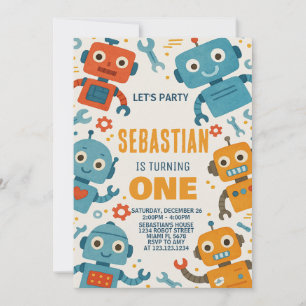 Invitation d'anniversaire de Robot coloré pour enf