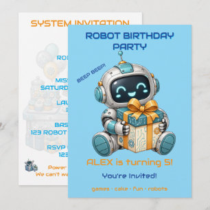 Invitation d'anniversaire de robot garçon tech Bip