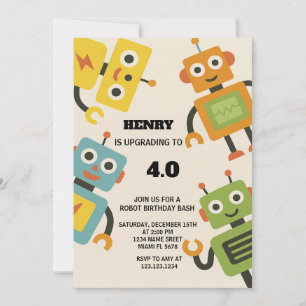 Invitation d'anniversaire de Robot personnalisée p