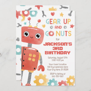 Invitation d'anniversaire de robot, robot robot