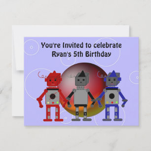 Invitation d'anniversaire de robots cool