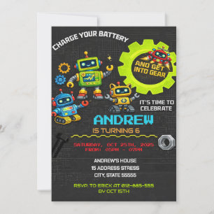Invitation d'anniversaire de robots personnalisés