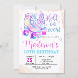 Invitation d'anniversaire de roller en néon