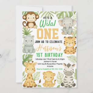Invitation d'anniversaire de Safari modifiable