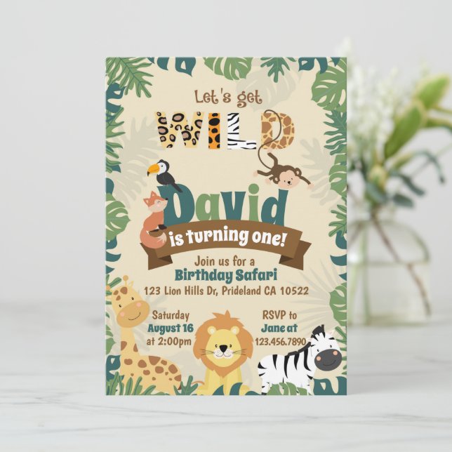 Invitation d'anniversaire de Safari Wild (Debout devant)