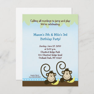 Invitation d'anniversaire de singe jumeau (Invitat