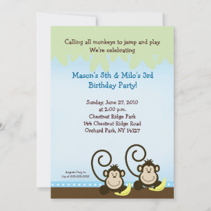 Invitation d'anniversaire de singe soyeux 5x7 - Bl