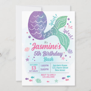 Invitation d'anniversaire de Sirène