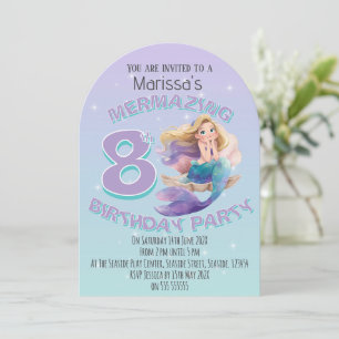 Invitation d'anniversaire de sirène blonde