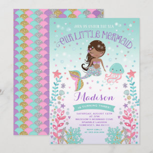 Invitation D'Anniversaire De Sirène Sous La Fête D