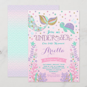Invitation D'Anniversaire De Sirène Sous La Fête D