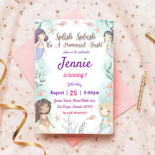 Invitation D'Anniversaire De Sirène Sous La Mer