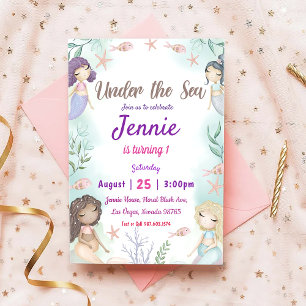 Invitation D'Anniversaire De Sirène Sous La Mer