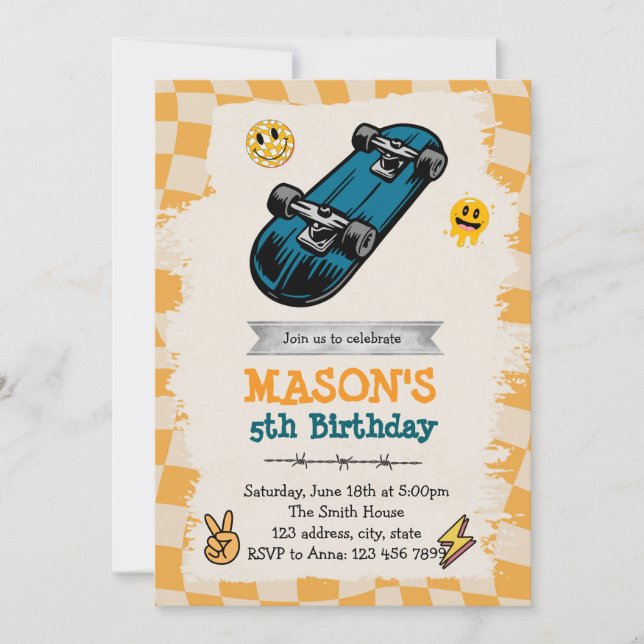 Invitation d'anniversaire de skateboard (Devant)