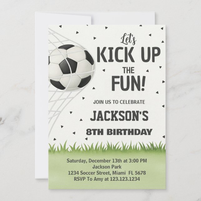 Invitation d'anniversaire de soccer personnalisée (Devant)