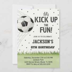 Invitation d'anniversaire de soccer personnalisée