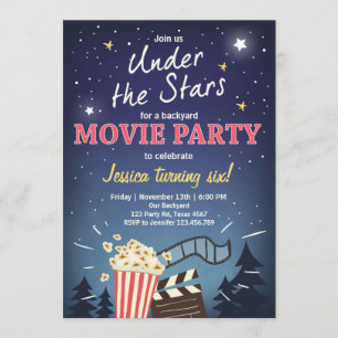 Invitation d'anniversaire de soirée cinéma sous