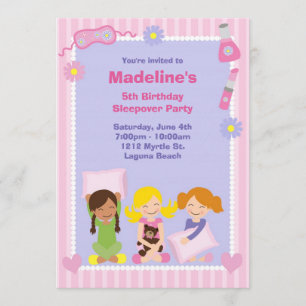 Invitation d'anniversaire de soirée pyjamas
