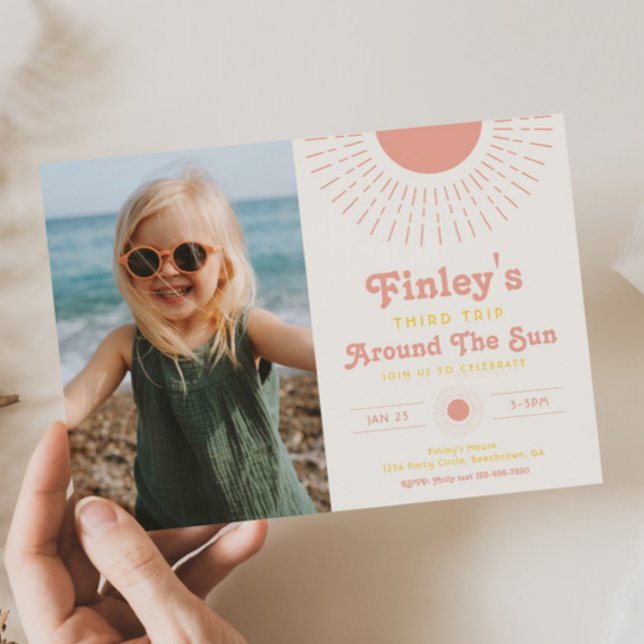 Invitation d'anniversaire de soleil de fille | Pho (Créateur téléchargé)