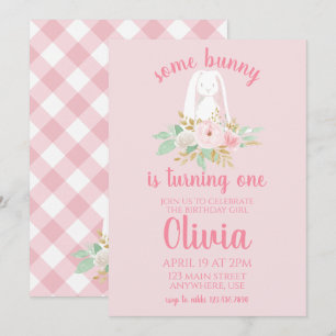 Invitation d'anniversaire de Some Bunny florale et